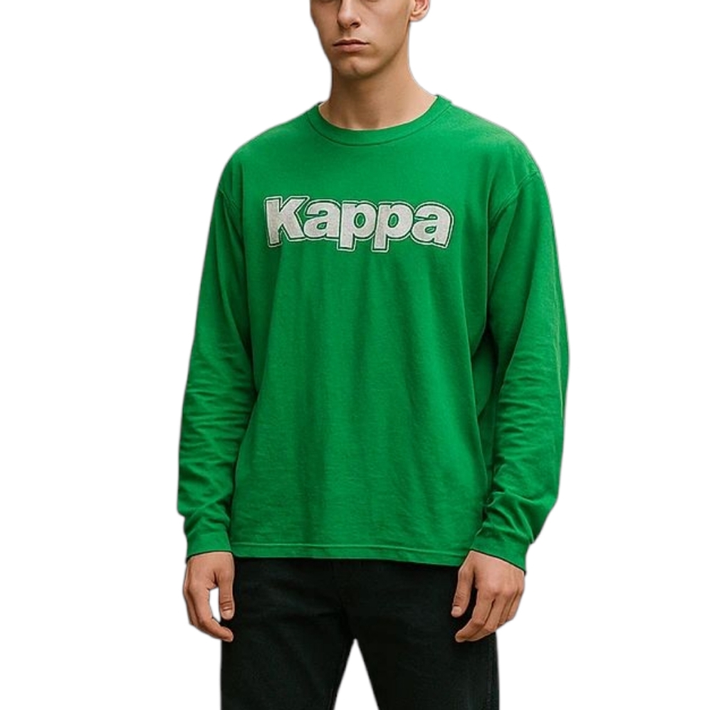 Kappa Logo Long Sleeve T-Shirt - Green with 3D Graphic
